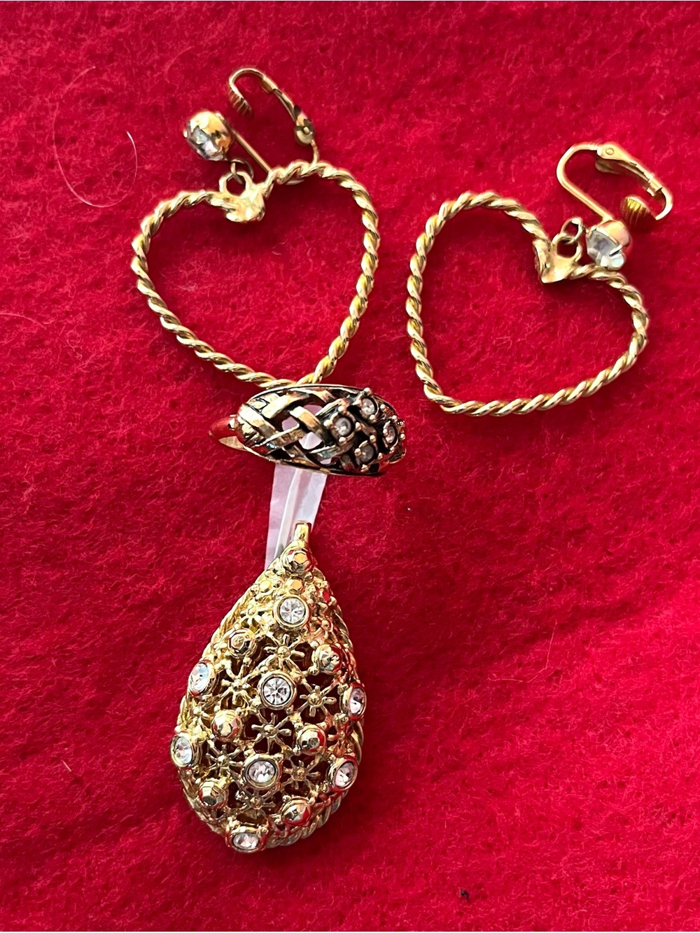 Avon Lot of Three (3) Vintage Earrings, Ring and Pendant